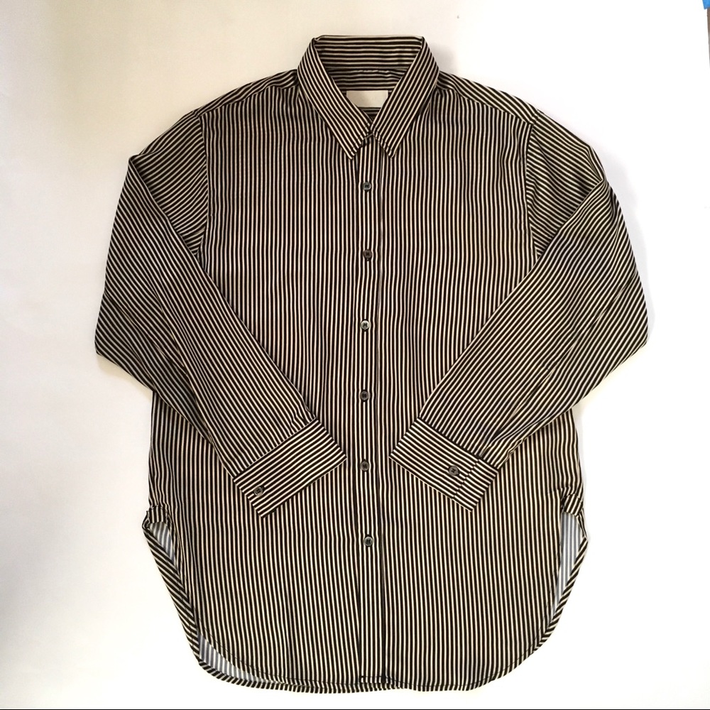 Capulet Satin Stripe Long Sleeve Blouse NWT